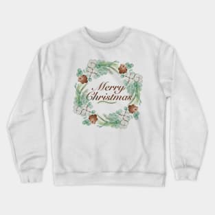 Christmas Watercolor Wreath With Berries Crewneck Sweatshirt